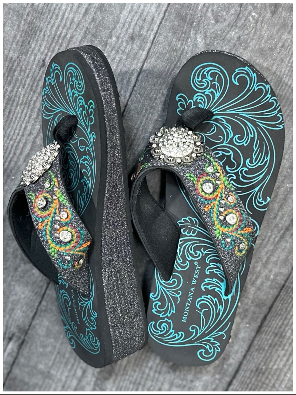 Montana West Bejeweled Thong Flip Flops [S5275]